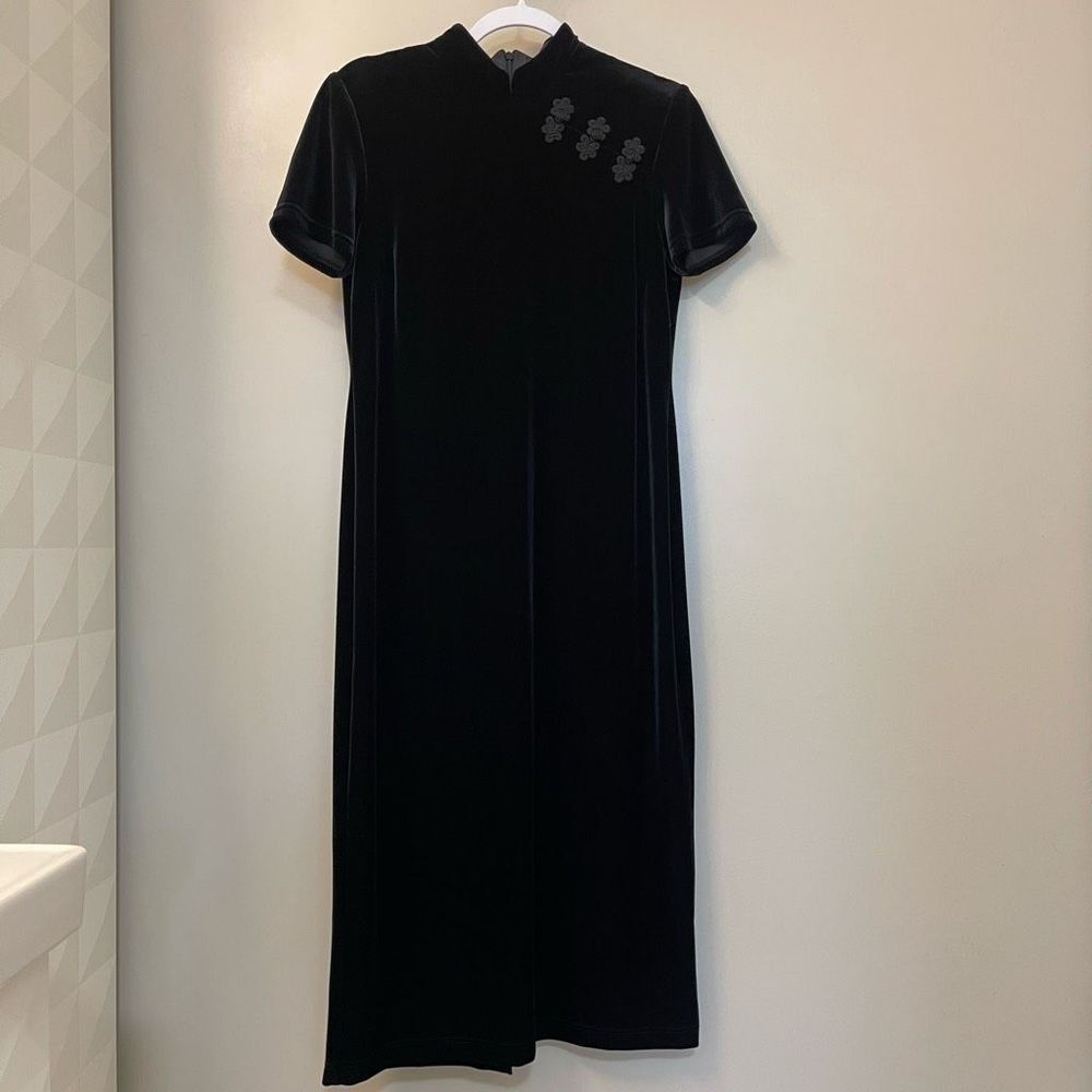 Betsy Lauren Vintage Black Velvet Holiday Party Dress Sz 8